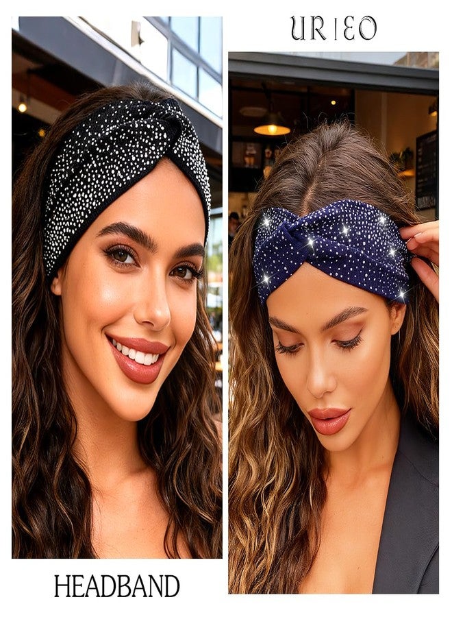Urieo Rhinestones Headband Wide Glitter Headbands for Women - Image 2
